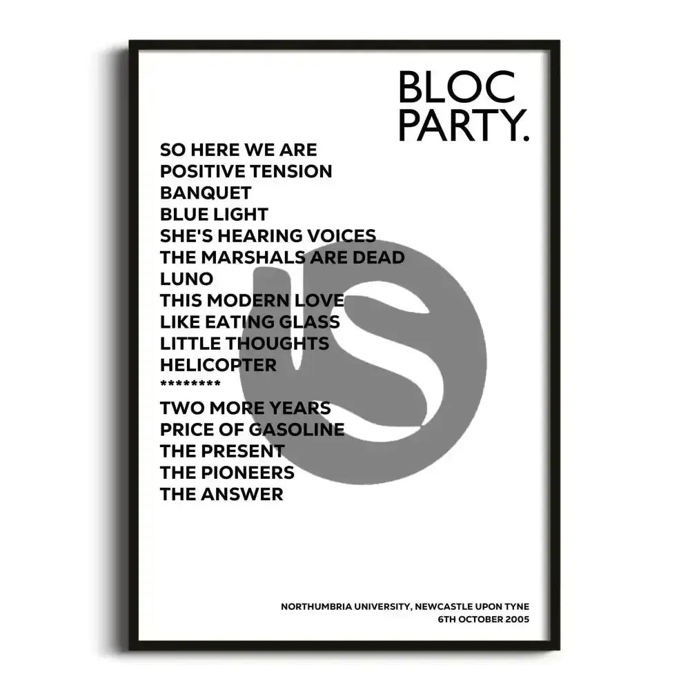 Bloc Party Newcastle upon Tyne 6th October 2005 - Gig Setlist - Setlist