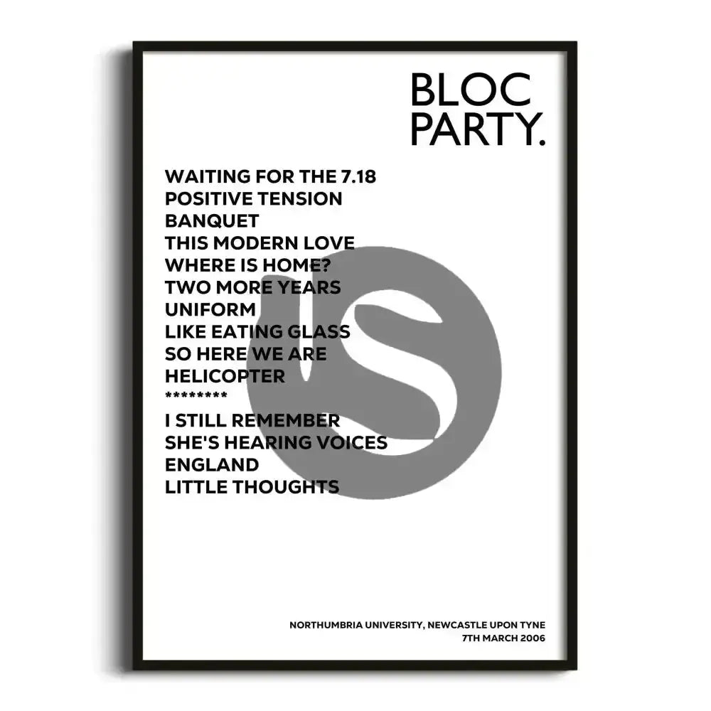 Bloc Party Newcastle upon Tyne 7th March 2006 - Gig Setlist - Setlist