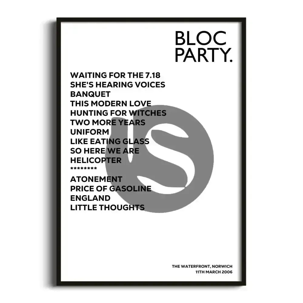 Bloc Party Norwich 11th March 2006 - Gig Setlist - Setlist