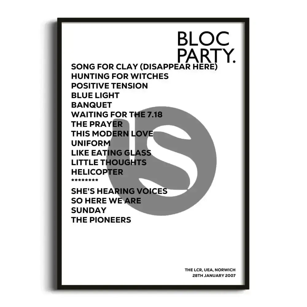 Bloc Party Norwich 28th January 2007 - Gig Setlist - Setlist