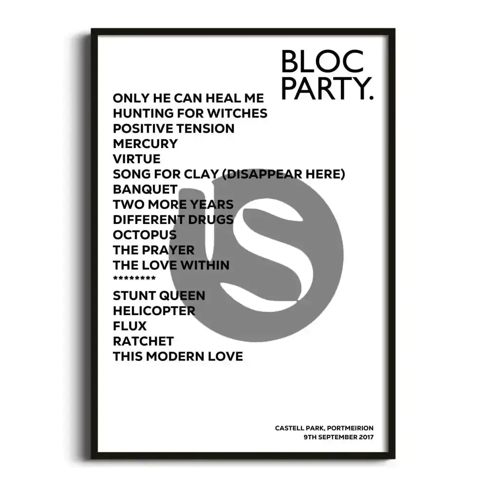 Bloc Party Portmeirion 9th September 2017 - Gig Setlist - Setlist