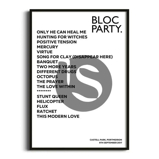 Bloc Party Portmeirion 9th September 2017 - Gig Setlist - Setlist