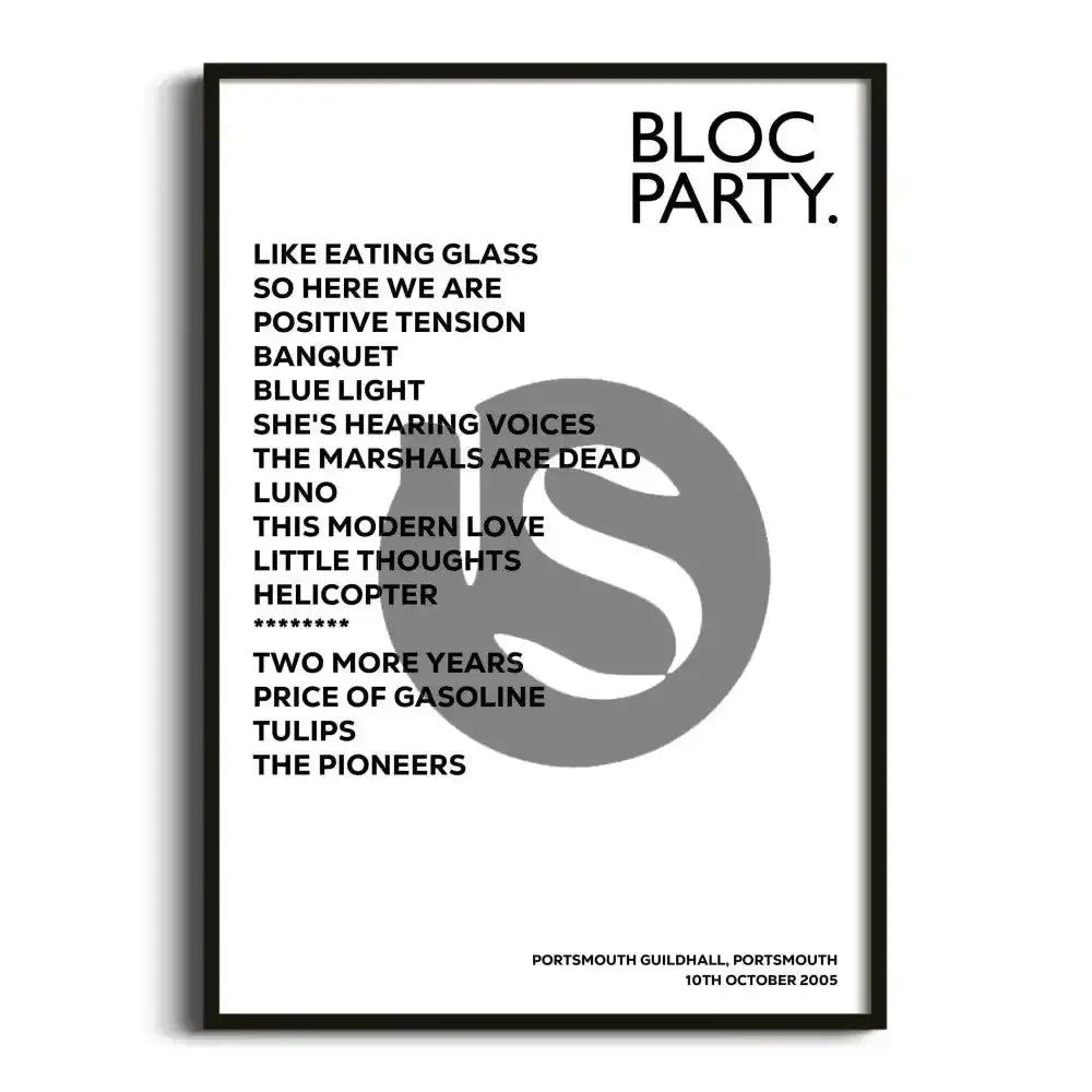 Bloc Party Portsmouth 10th October 2005 - Gig Setlist - Setlist