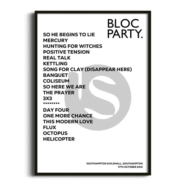 Bloc Party Southampton 17th October 2012 - Gig Setlist - Setlist