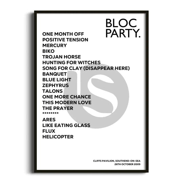 Bloc Party Southend - on - Sea 26th October 2009 - Gig Setlist - Setlist