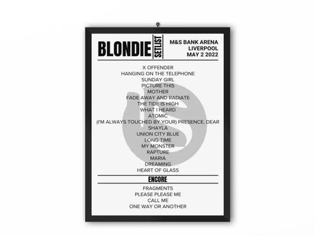 Blondie Liverpool May 2022 Replica Setlist - Setlist