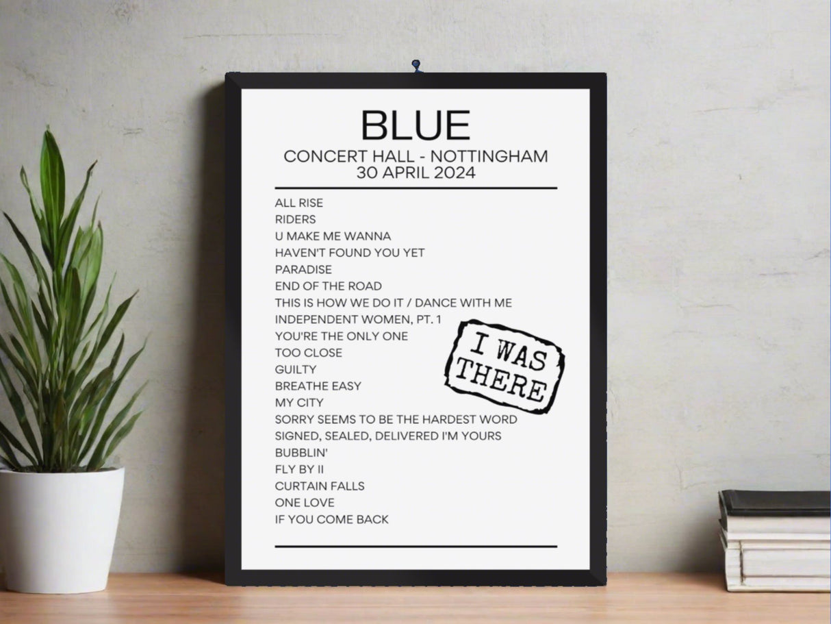 Blue Concert Hall Nottingham April 2024 Setlist Poster - Setlist