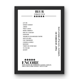 Blur Alexandra Palace London 7 October 1994 Setlist Poster - Setlist