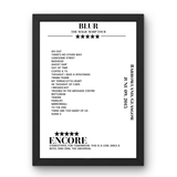 Blur Barrowland Glasgow 9 June 2015 Setlist Poster - Setlist