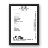 Blur Humberside Ice Arena Kingston upon Hull 9 December 1995 Setlist Poster - Setlist