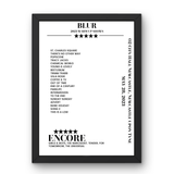 Blur O2 City Hall Newcastle Newcastle upon Tyne 28 May 2023 Setlist Poster - Setlist