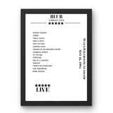 Blur Plaza Ballroom Glasgow 16 May 1994 Setlist Poster - Setlist