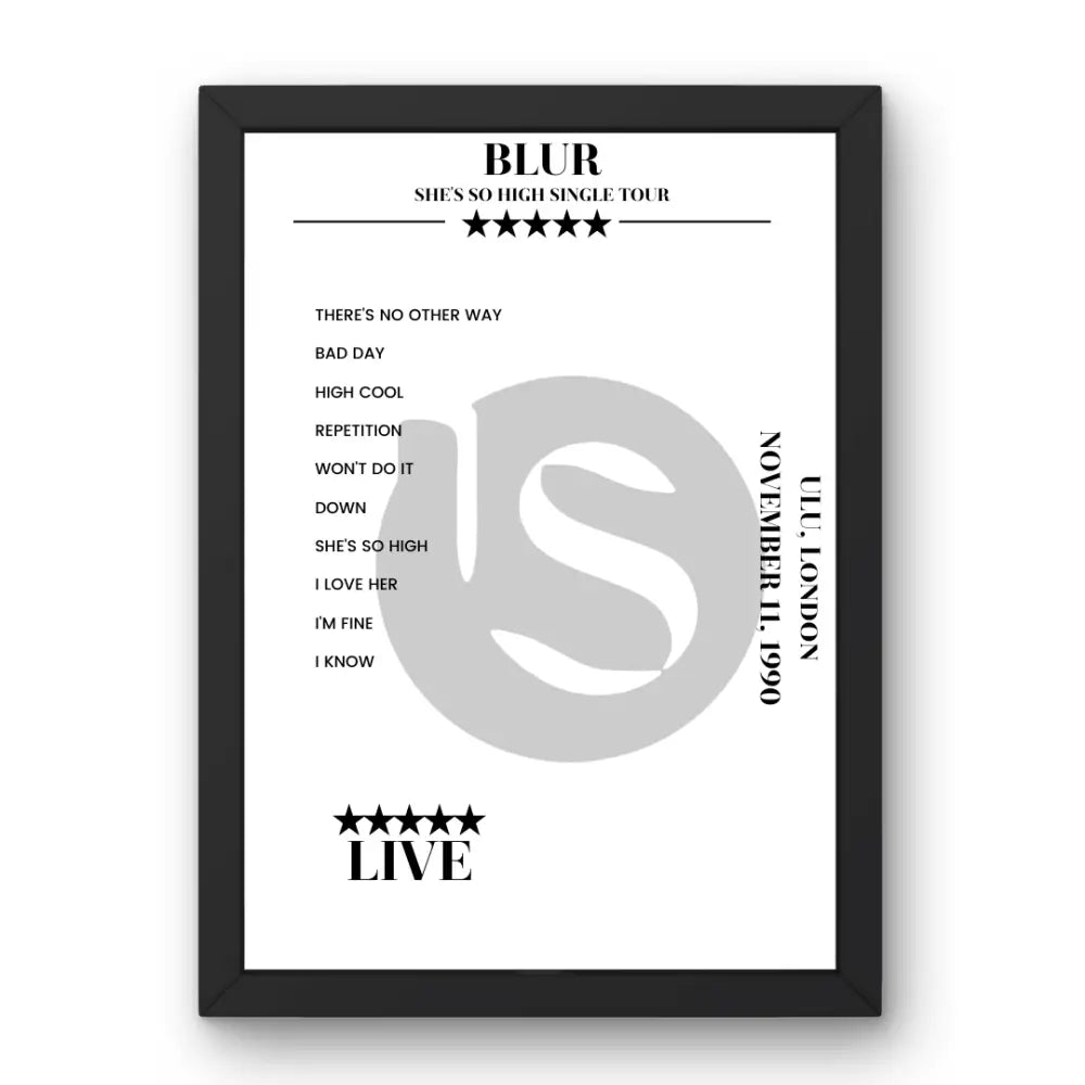 Blur ULU London 11 November 1990 Setlist Poster - Setlist