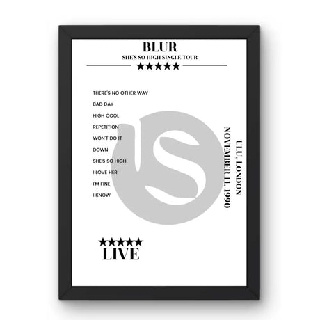 Blur ULU London 11 November 1990 Setlist Poster - Setlist