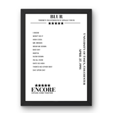 Blur University of Essex Colchester 27 April 1991 Setlist Poster - Setlist