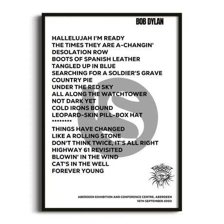 Bob Dylan Aberdeen 16th September 2000 - Gig Setlist - Setlist