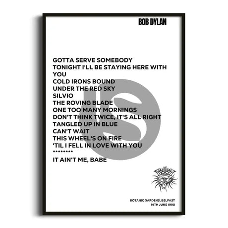 Bob Dylan Belfast 19th June 1998 - Gig Setlist - Setlist