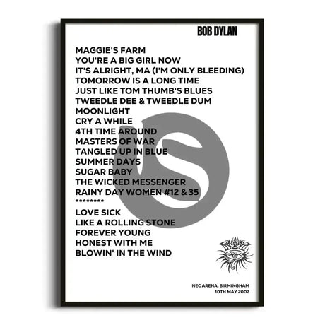 Bob Dylan Birmingham 10th May 2002 - Gig Setlist - Setlist