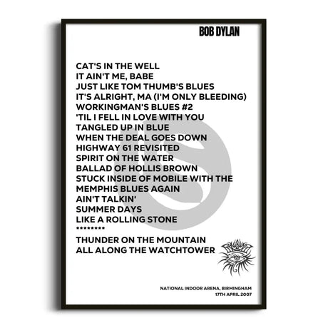 Bob Dylan Birmingham 17th April 2007 - Gig Setlist - Setlist