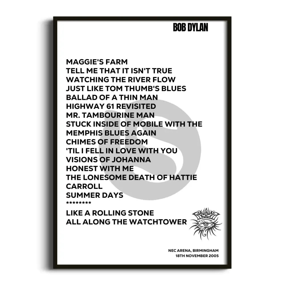 Bob Dylan Birmingham 18th November 2005 - Gig Setlist - Setlist