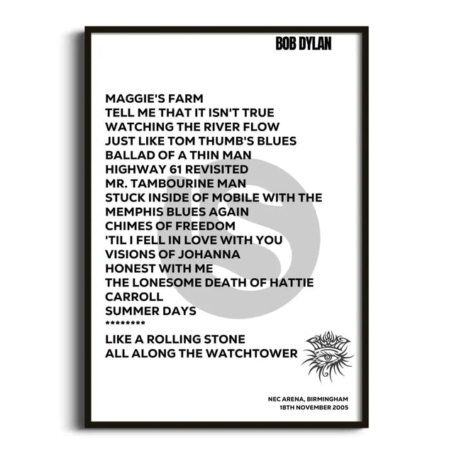 Bob Dylan Birmingham 18th November 2005 - Gig Setlist - Setlist