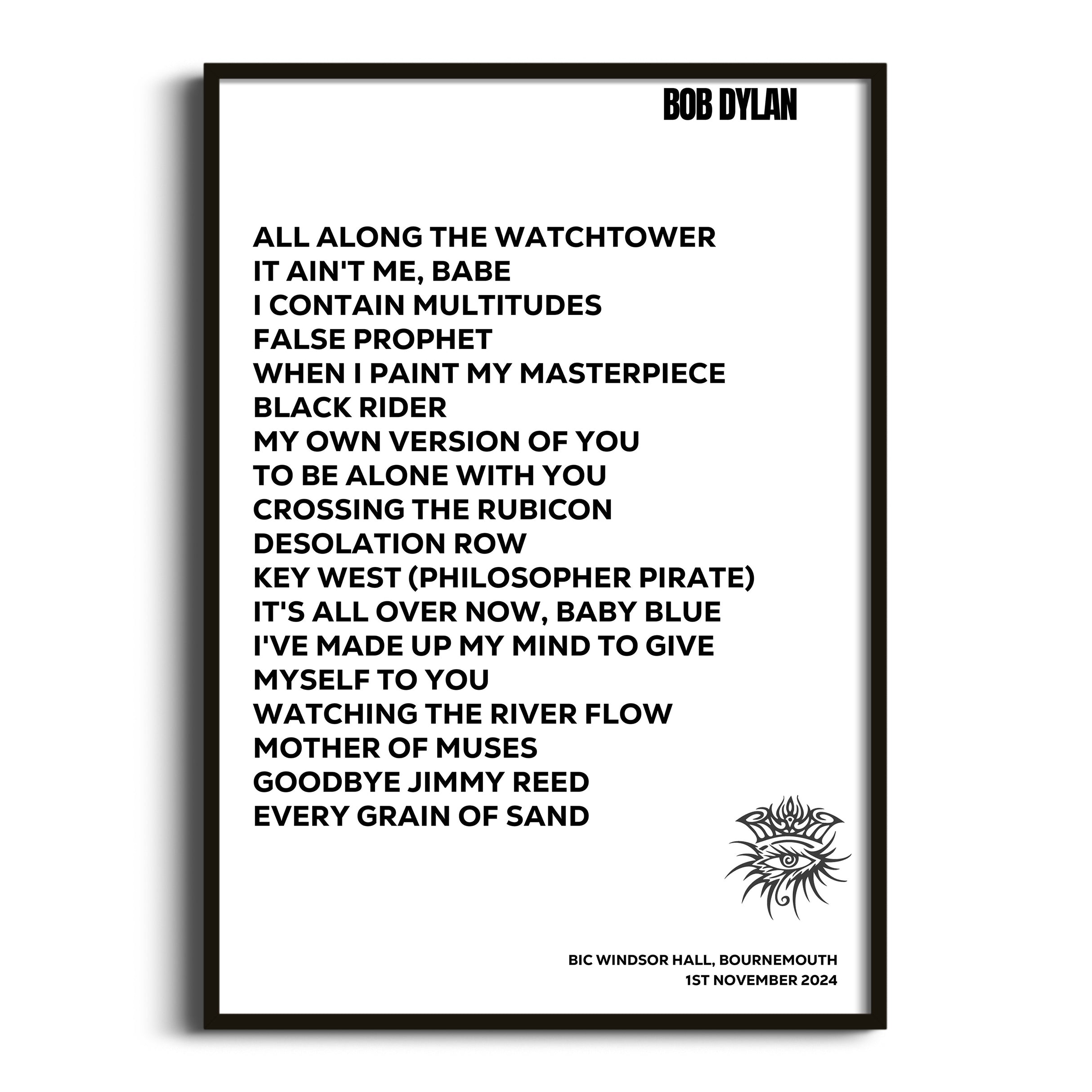 Bob Dylan Bournemouth 1st November 2024 - Gig Setlist - Setlist