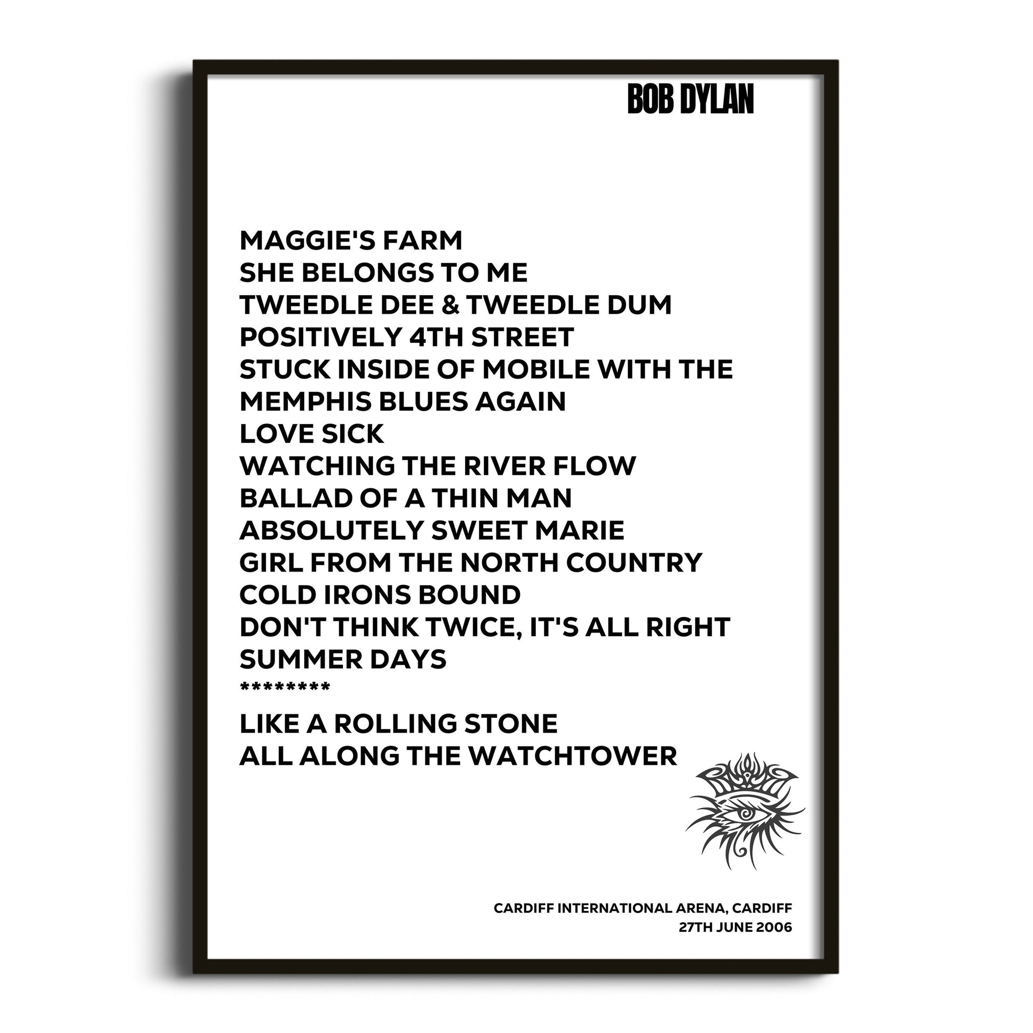 Bob Dylan Cardiff 27th June 2006 - Gig Setlist - Setlist