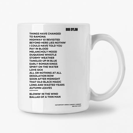 Bob Dylan Cardiff 3rd May 2017 Setlist Mug - Setlist