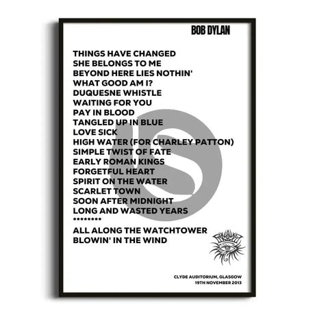 Bob Dylan Glasgow 19th November 2013 - Gig Setlist - Setlist