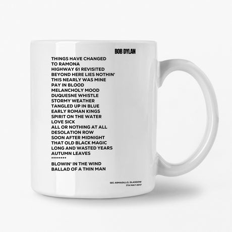 Bob Dylan Glasgow 7th May 2017 Setlist Mug - Setlist