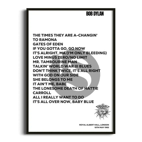 Bob Dylan London 10th May 1965 - Gig Setlist - Setlist