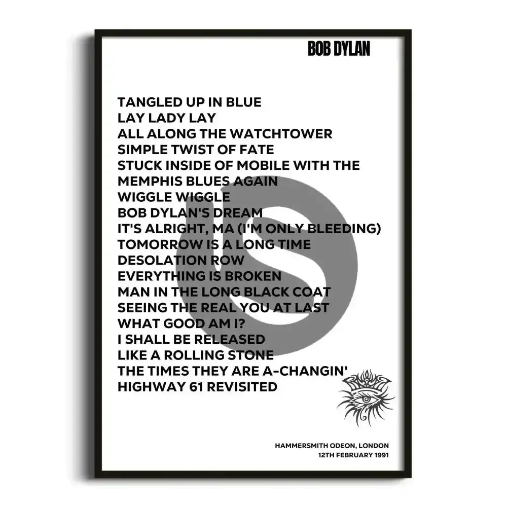 Bob Dylan London 12th February 1991 - Gig Setlist - Setlist