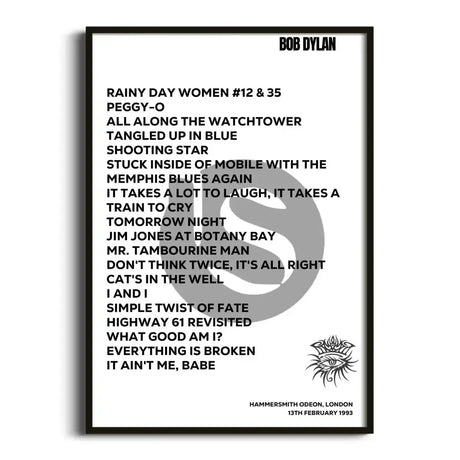 Bob Dylan London 13th February 1993 - Gig Setlist - Setlist