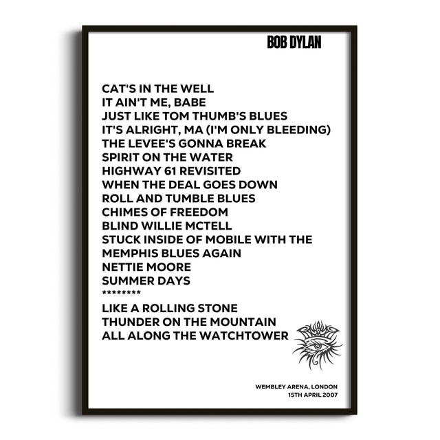 Bob Dylan London 15th April 2007 - Gig Setlist - Setlist