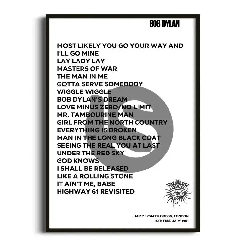 Bob Dylan London 15th February 1991 - Gig Setlist - Setlist