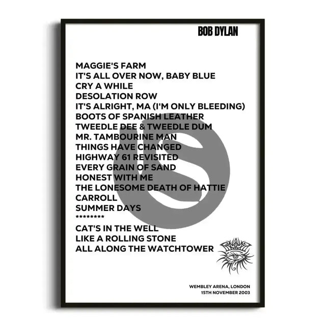 Bob Dylan London 15th November 2003 - Gig Setlist - Setlist