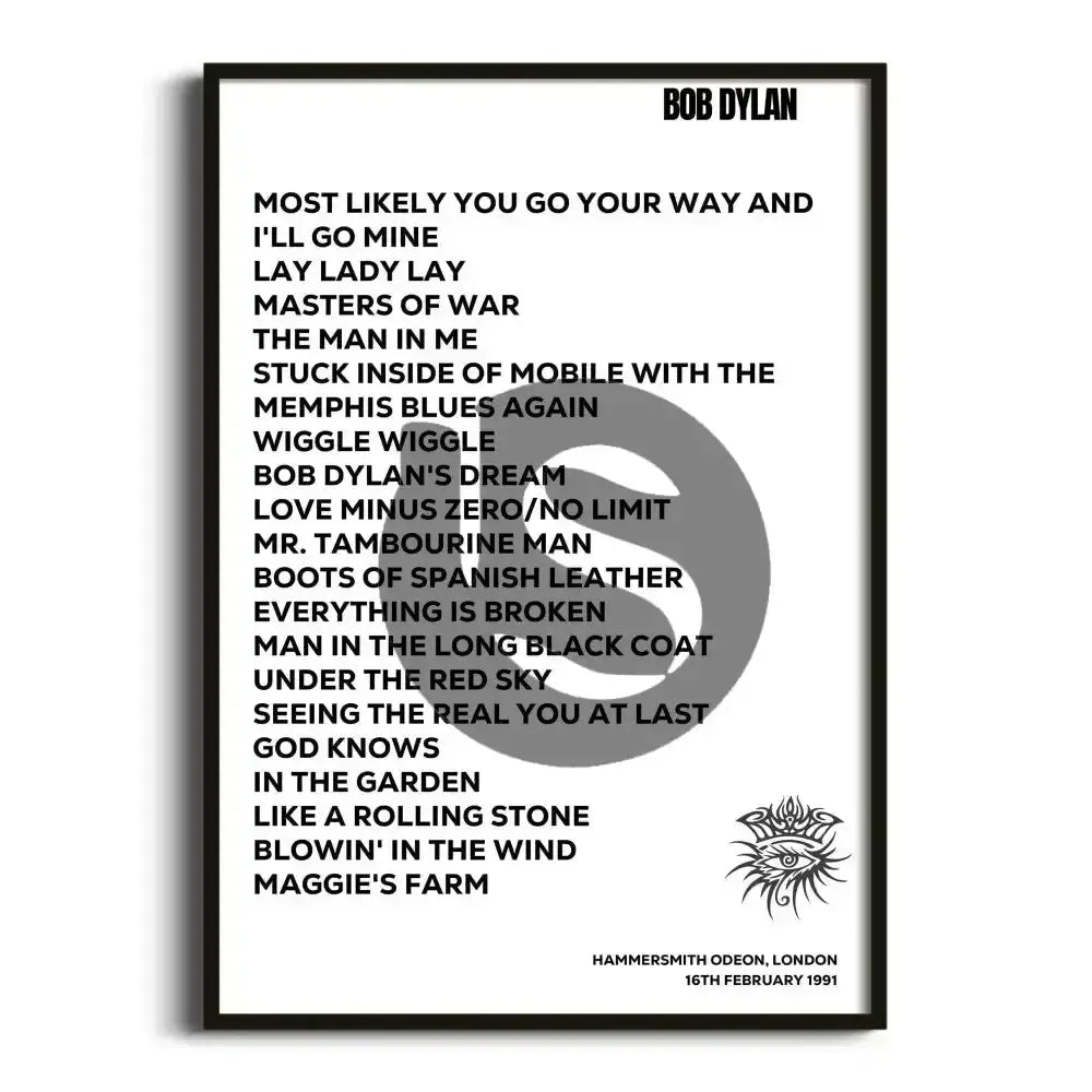 Bob Dylan London 16th February 1991 - Gig Setlist - Setlist