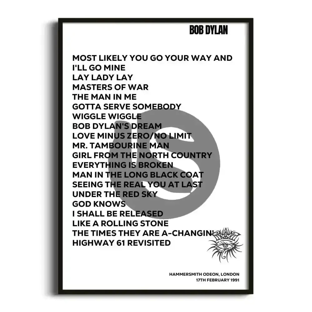 Bob Dylan London 17th February 1991 - Gig Setlist - Setlist