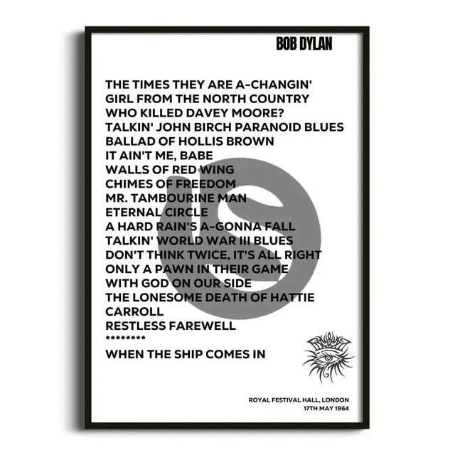 Bob Dylan London 17th May 1964 - Gig Setlist - Setlist