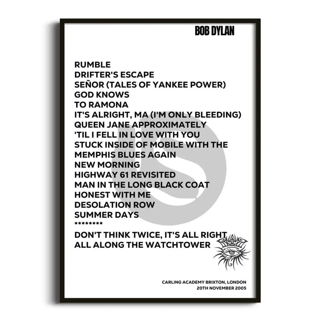 Bob Dylan London 20th November 2005 - Gig Setlist - Setlist