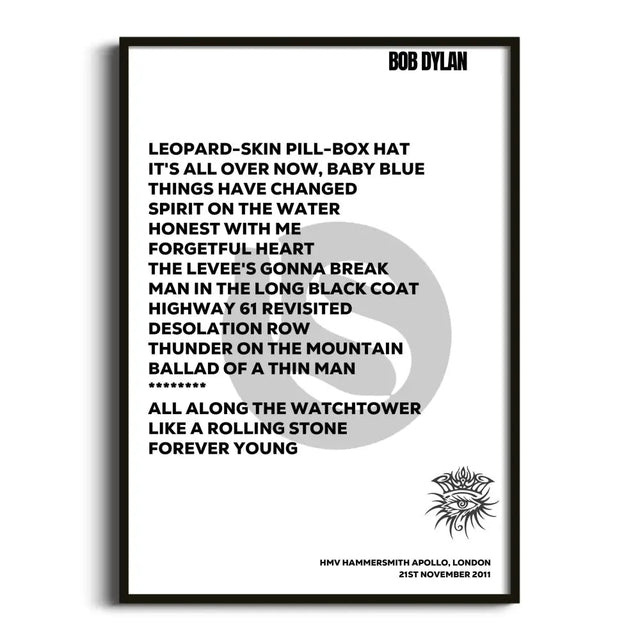 Bob Dylan London 21st November 2011 - Gig Setlist - Setlist