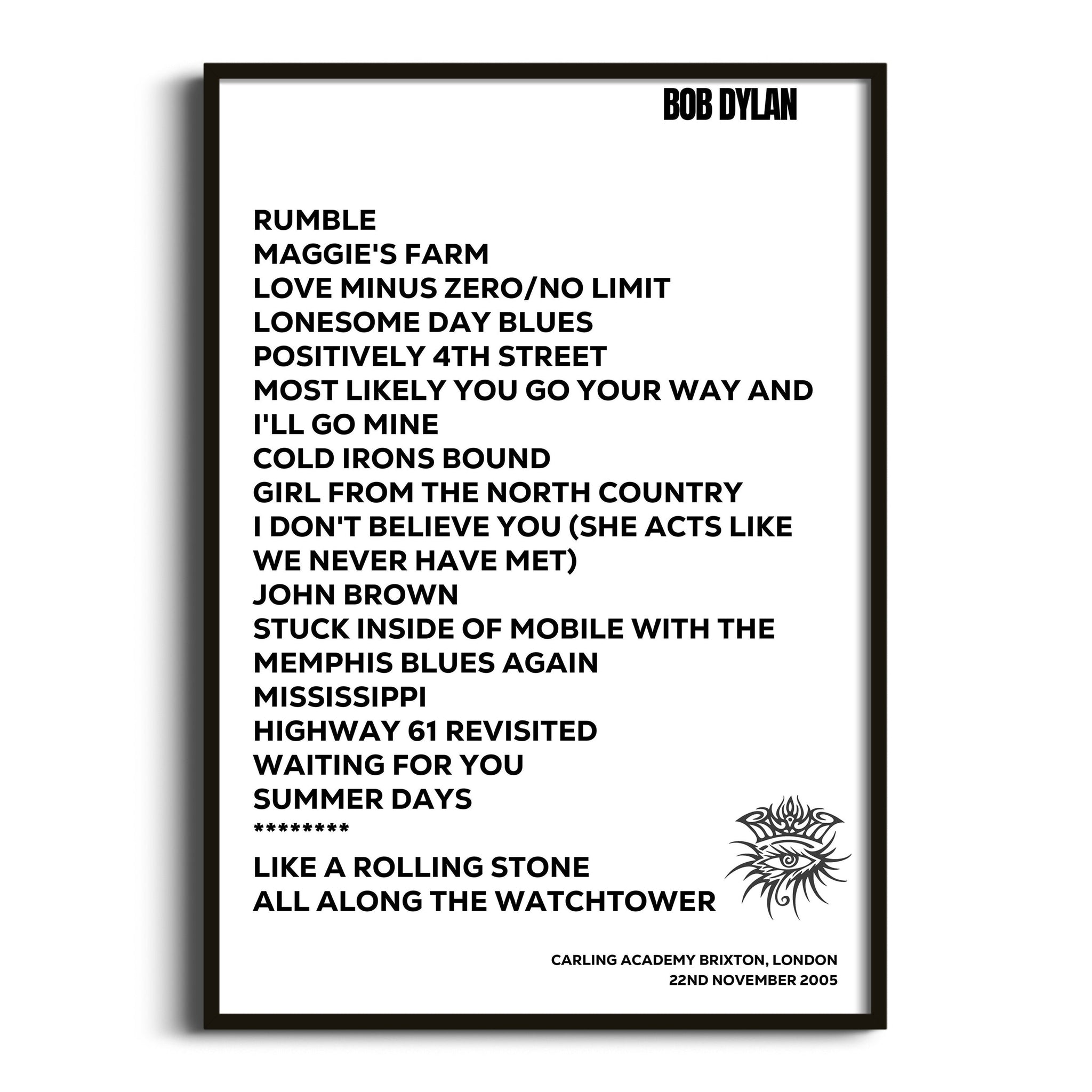 Bob Dylan London 22nd November 2005 - Gig Setlist - Setlist