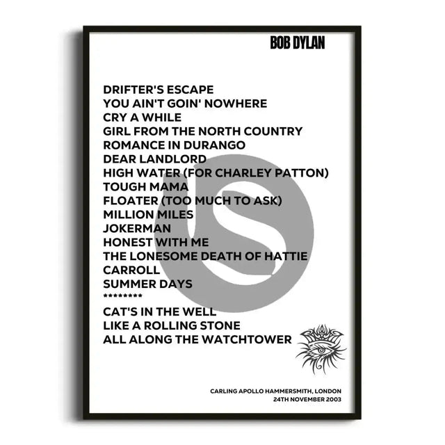 Bob Dylan London 24th November 2003 - Gig Setlist - Setlist