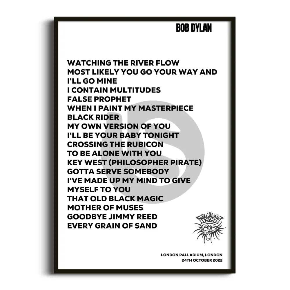 Bob Dylan London 24th October 2022 - Gig Setlist - Setlist