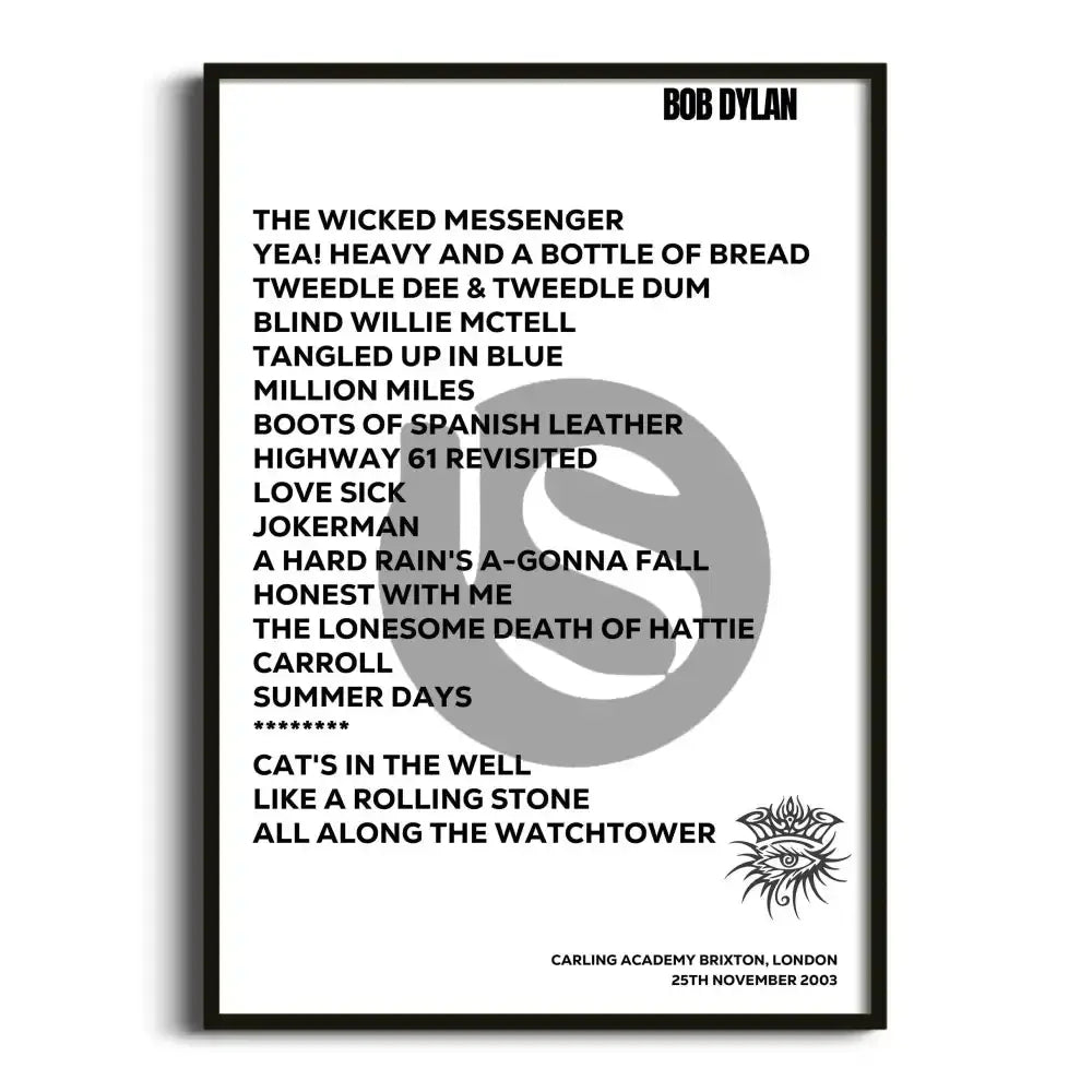 Bob Dylan London 25th November 2003 - Gig Setlist - Setlist