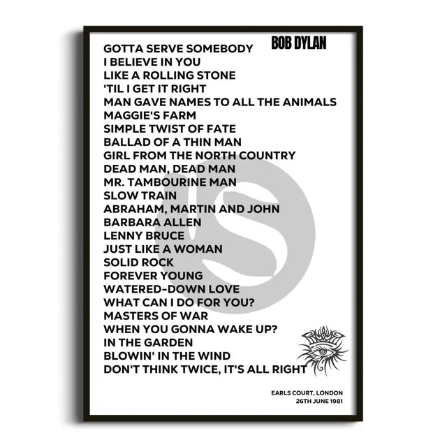 Bob Dylan London 26th June 1981 - Gig Setlist - Setlist