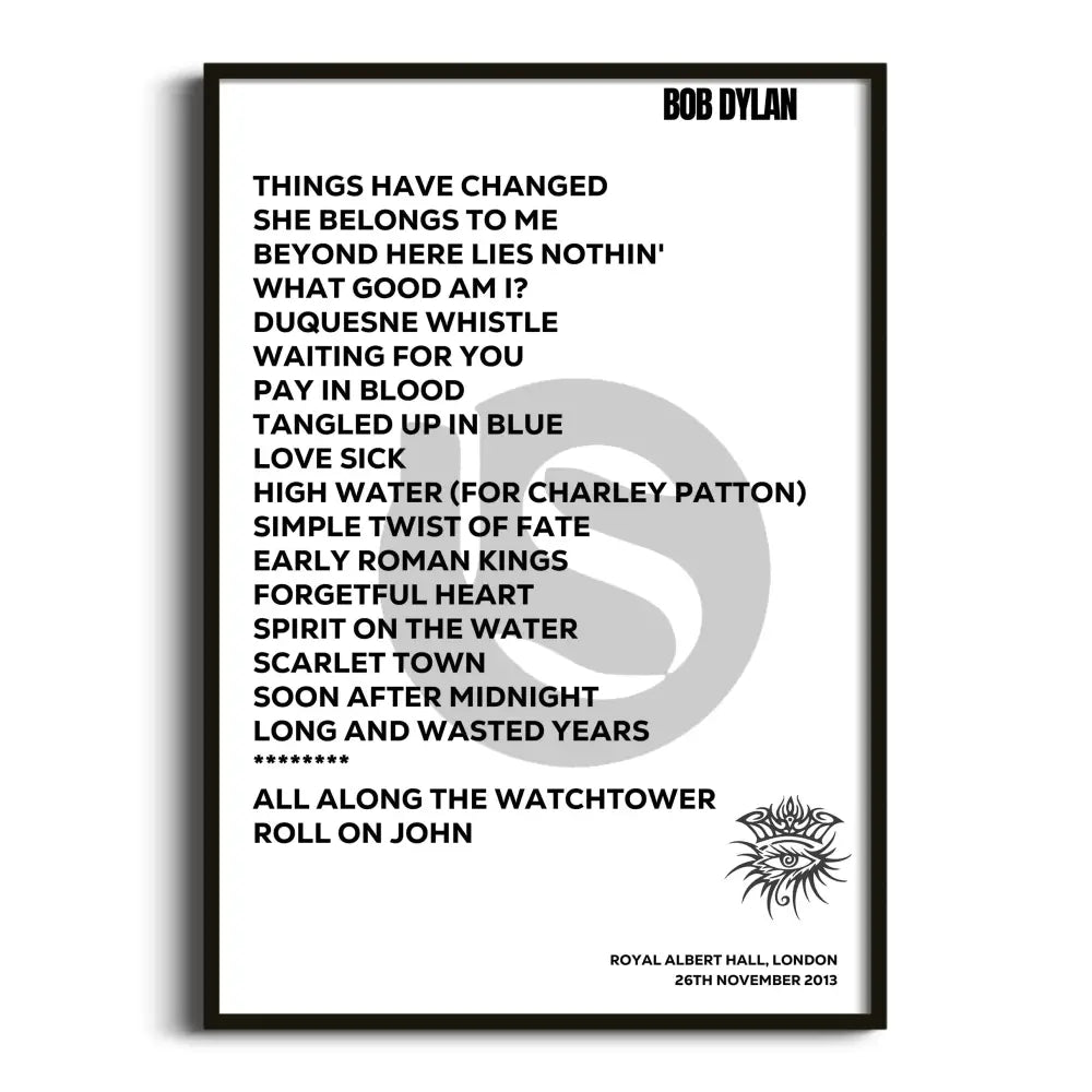 Bob Dylan London 26th November 2013 - Gig Setlist - Setlist