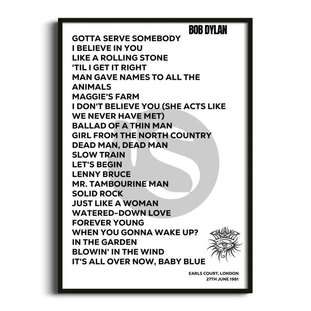 Bob Dylan London 27th June 1981 - Gig Setlist - Setlist