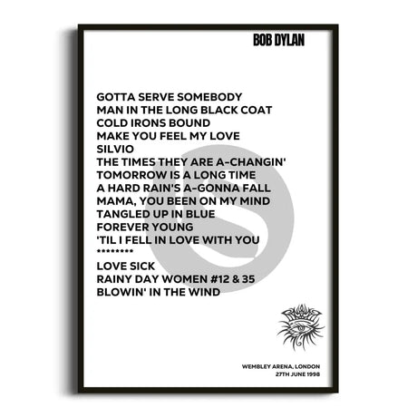 Bob Dylan London 27th June 1998 - Gig Setlist - Setlist