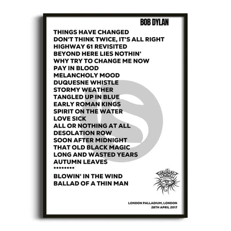 Bob Dylan London 28th April 2017 - Gig Setlist - Setlist